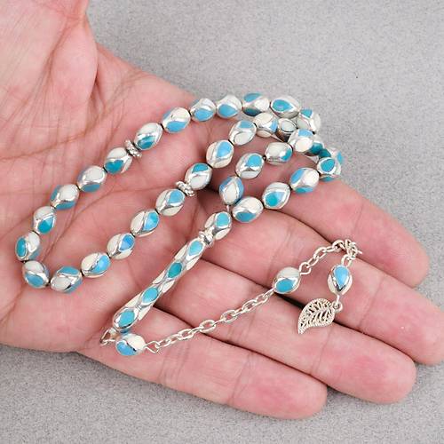 G�m�� Kaplama Kafesli Mine Beyzi 7x9mm Tesbih -Turuncu Beyaz