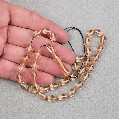 Ate� Kehribar Beyzi Kesim 7x11mm Tesbih-A��k Sar�