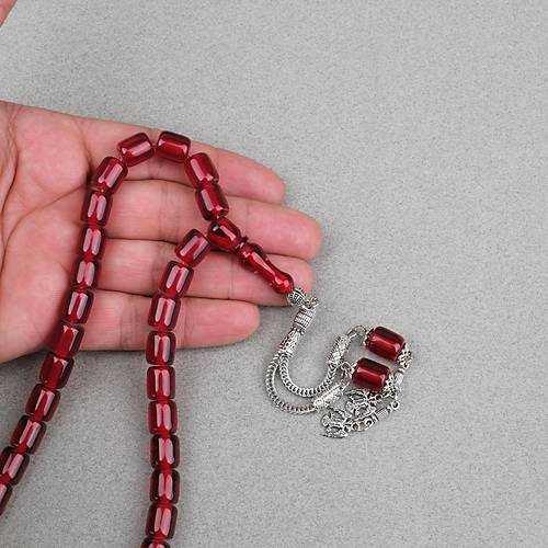 Katalin �ubuk Alpaka P�sk�ll� Kaps�l Kesim 9x12mm Tesbih - �effaf Bordo