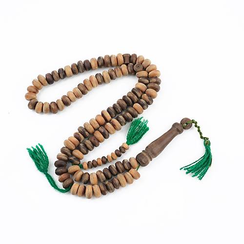 Hurma Aac Ahabndan El Oyma ilikli Osmanl Dnemi Eski Hicaz i Tekerlek Kesim 9.5x5mm Namaz Tesbihi