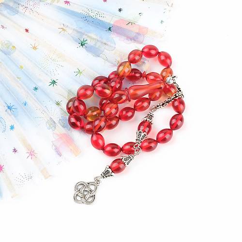 S�kma Kehribar Alpaka P�sk�l Beyzi Kesim 8.5x11.5mm Tesbih