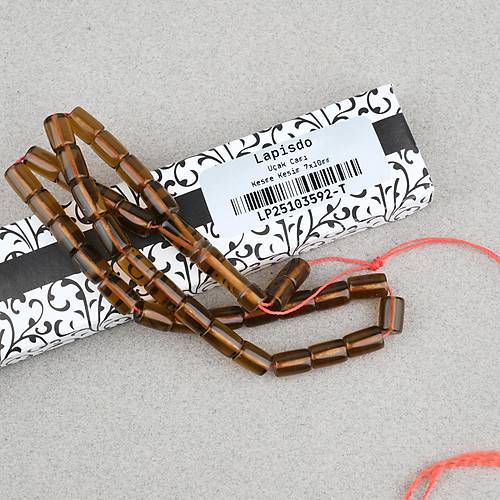 U�ak Cam� Kesme Kesim 7x10mm Tesbih P�sk�ls�z �effaf Kahverengi
