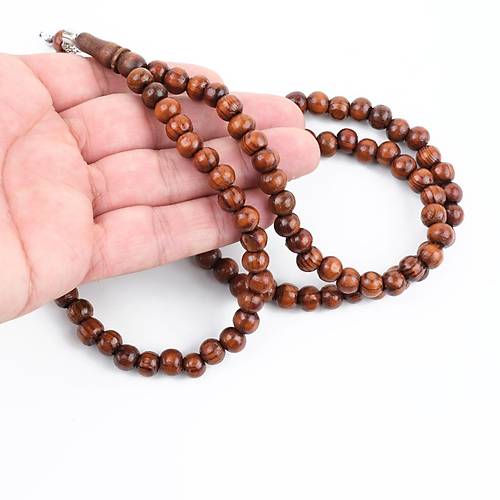 Meram Kavak 99luk K�re Kesim 7.5mm Namaz Tesbihi-Kahverengi