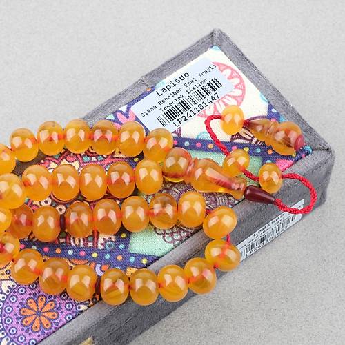 Skma Kehribar Eski Sandk Malndan Tral Tekerlek Kesim 14x11mm Tesbih