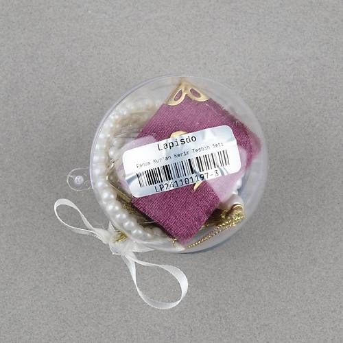 Fanus ��erisinde Mini Kuran ve Tesbih Seti