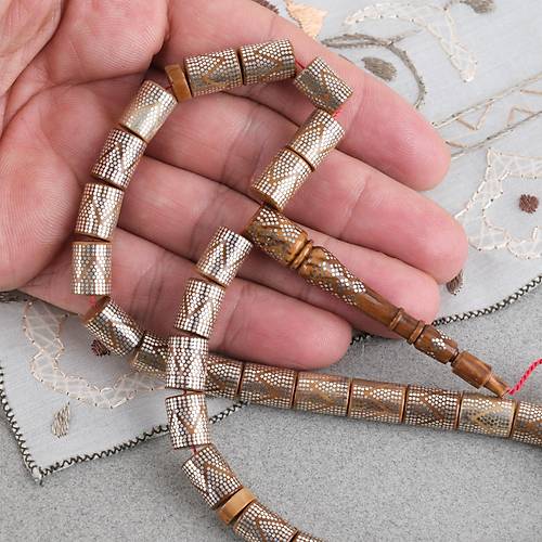 Kuka 925Ayar G�m�� �ak�ml� Kesme Kesim  8x11mm Tesbih