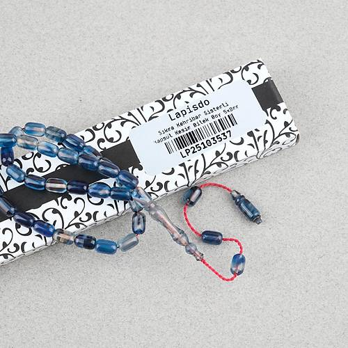 S�kma Kehribar Kaps�l Kesim Sistemli Bilek Boy 5x8mm Tesbih Mavi