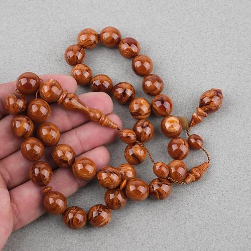 S�kma Kehribar �ekoslovak Usta ��i �mzal� K�re Kesim 13mm Tesbih