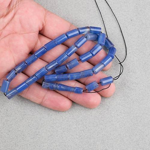 S�kma Kehribar Kesme Kesim 6x10mm Tesbih P�sk�ls�z Mavi