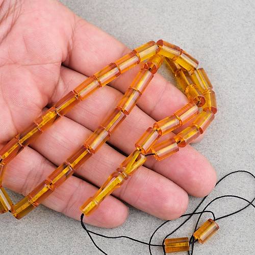 Ate� Kehribar Kesme Kesim 6x10mm Tesbih P�sk�ls�z