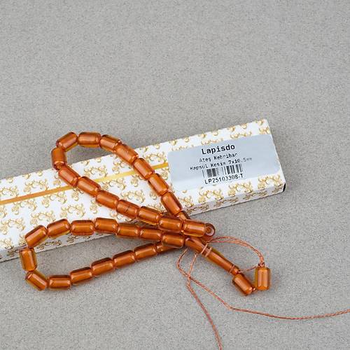 Ate� Kehribar Kaps�l Kesim 7x10.5mm- �effaf Kahverengi P�sk�ls�z