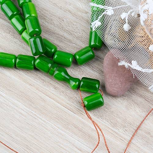 Katalin �ubuk Kaps�l Kesim 9x13mm Tesbih - Ye�il P�sk�ls�z