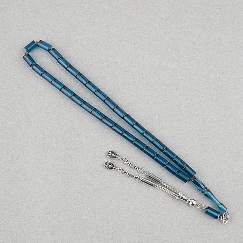 S�kma Kehribar Kesme Kesim Alpaka P�sk�ll� 6x10mm Tesbih