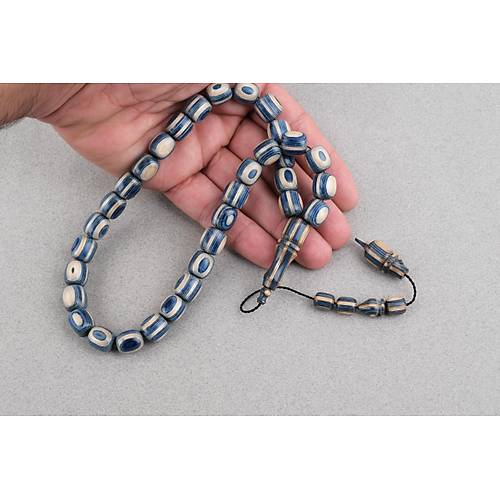 Kafur A�ac� Kaps�l Kesim 11x12mm Tesbih - Mavi Beyaz