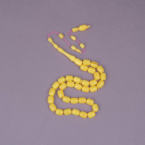 �brahim Atasever Usta ��i �mzal� Bel�ika Katalin Kaps�l Kesim 9x12mm Tesbih - Sar�