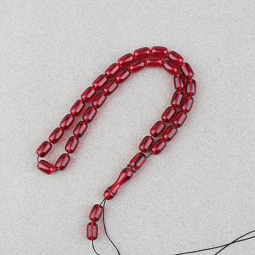 S�kma Kehribar Kaps�l Kesim 7x11mm Tesbih P�sk�ls�z K�rm�z�