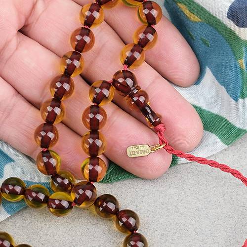 Omari Ate� Kehribar K�re Kesim Oturtma �mameli Sistemli 9mm Tesbih