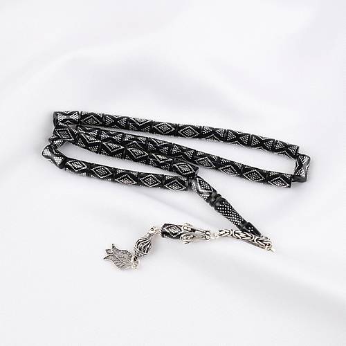 Kuka  925Ayar Gm akm ve Gm Pskl Kesme Kesim 5.5x9.5mm Tesbih