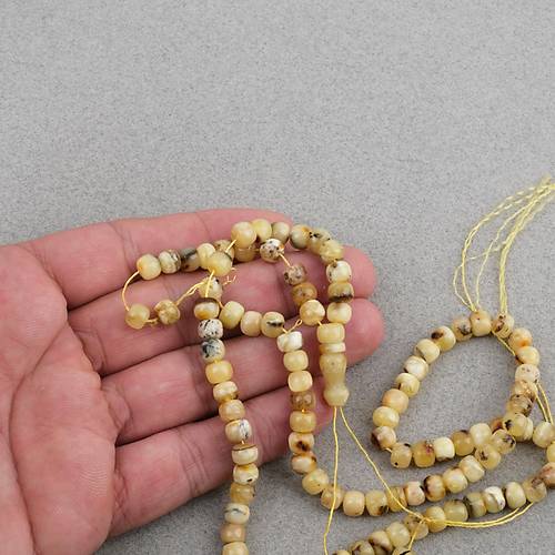 Damla Kehribar 99luk Tekerlek Kesim 6x5mm Namez Tesbihi