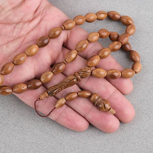 Kuka Ger�ek Do�al Lapisdo �mzal� ��lemeli �mame Beyzi Kesim 8x12mm Tesbih