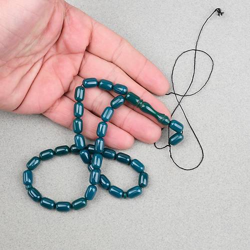 S�kma Kehribar Kaps�l Kesim 7x11mm Tesbih P�sk�ls�z- Ye�il