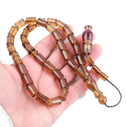 Sumatra Kaya Damla Kehribar Kapsl Kesim 9.5x14mm Tesbih