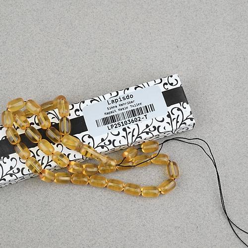 S�kma Kehribar Kaps�l Kesim 7x11mm Tesbih P�sk�ls�z Sar�