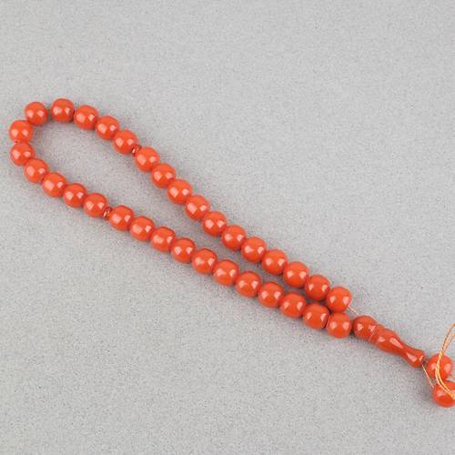 S�kma Kehribar K�re Kesim 11mm Tesbih - Turuncu P�sk�ls�z