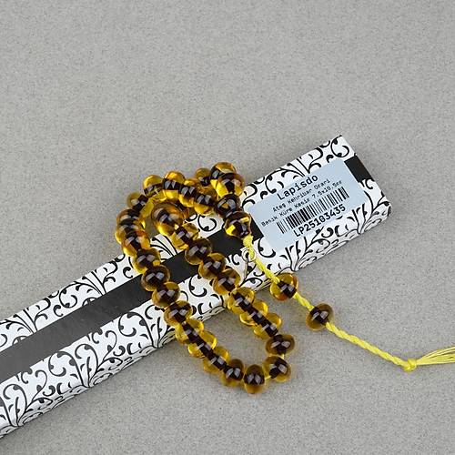 Omari Ate� Kehribar Bas�k K�re Kesim Oturtma �mameli Sistemli Bilek Boy 7.5x10.5mm Tesbih