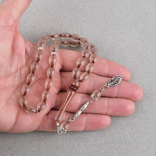 Kedig�z� Alpaka P�sk�ll� Beyzi Kesim 7x11mm Tesbih- Kahverengi