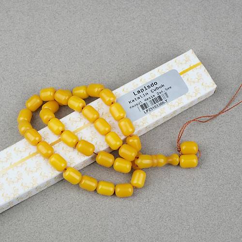 Katalin �ubuk Kaps�l Kesim 9x12.5mm Tesbih - Hardal Sar� P�sk�ls�z