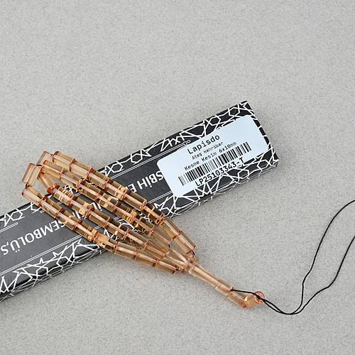 Ate� Kehribar Kesme Kesim 6x10mm Tesbih- �effaf Kahverengi