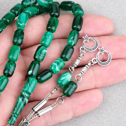 S�kma Kehribar Kaps�l Kesim Alpaka P�sk�ll� 7x11mm Tesbih