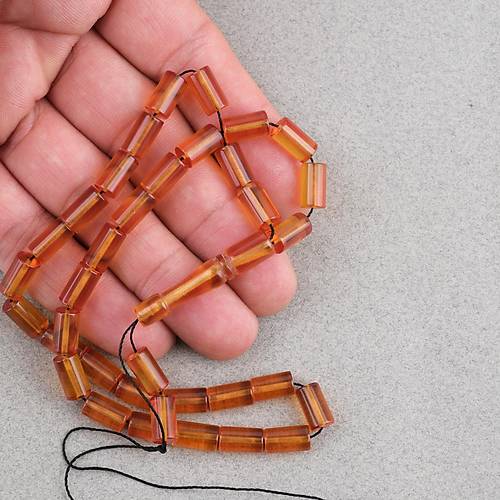 S�kma Kehribar Kesme Kesim 6x10mm Tesbih P�sk�ls�z Turuncu