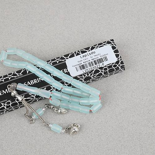 U�ak Cam� Alpaka P�sk�l Kesme Kesim 7x10.5mm Tesbih - Su Ye�ili