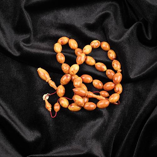 S�kma Kehribar Alman Numaral� �ubuk Usta ��i �mzal� Beyzi Kesim 8.5x13mm Tesbih