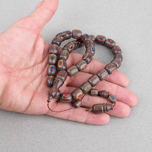 Kafur A�ac� Kaps�l Kesim 11x12mm Tesbih - Ye�il Mavi