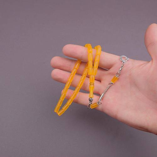 U�ak Cam� Kesme Kesim 6x10mm Tesbih Alpaka P�sk�ll� A��k Turuncu
