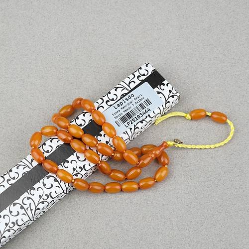 Omari S�kma Kehribar Beyzi Kesim Sistemli 7.5x12mm Tesbih