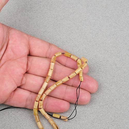 S�kma Kehribar Kesme Kesim 4x7mm Tesbih- Koyu Sar�