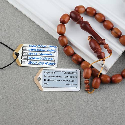 Gergedan A�ac� Usta ��i �mzal� Yumurta Kesim 10x13mm Tesbih