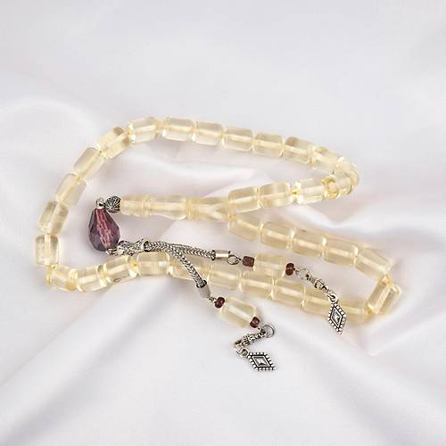 Su Damlas� Damla Kehribar Alpaka P�sk�l Kaps�l Kesim 8x11mm Tesbih