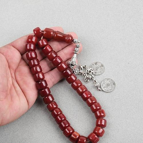 S�kma Kehribar Alpaka P�sk�l Tekerlek Kesim 13x9.5mm Tesbih