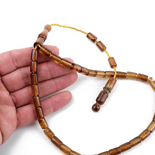Sumatra Kaya Damla Kehribar Kapsl Kesim 7.5x11mm Tesbih