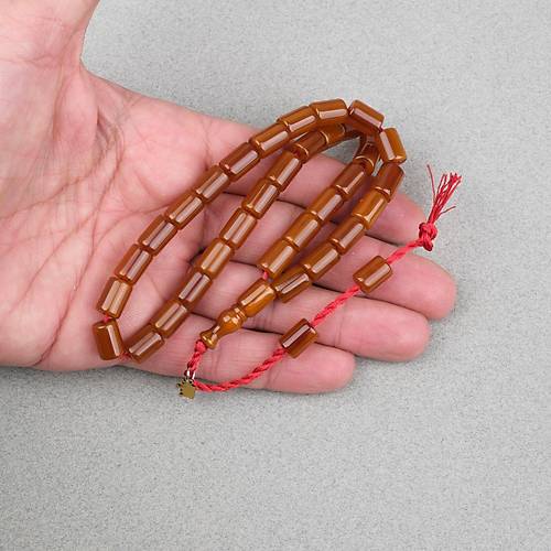 Omari S�kma Kehribar Yumu�ak Kesme Kesim Sistemli 7.5x10.5mm Tesbih