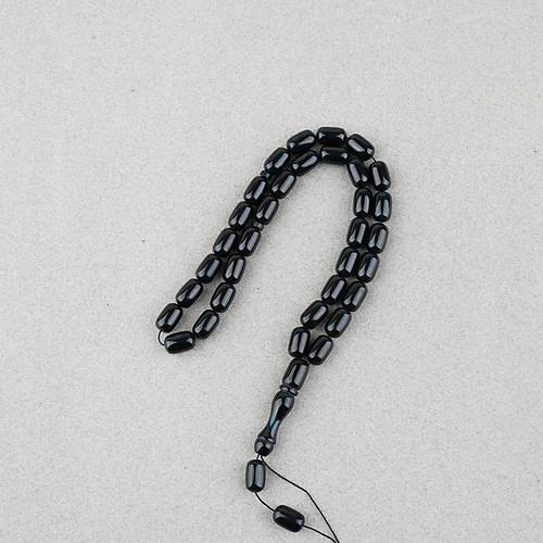 S�kma Kehribar Kaps�l Kesim 7x11mm Tesbih P�sk�ls�z Mavi Yans�mal� Siyah