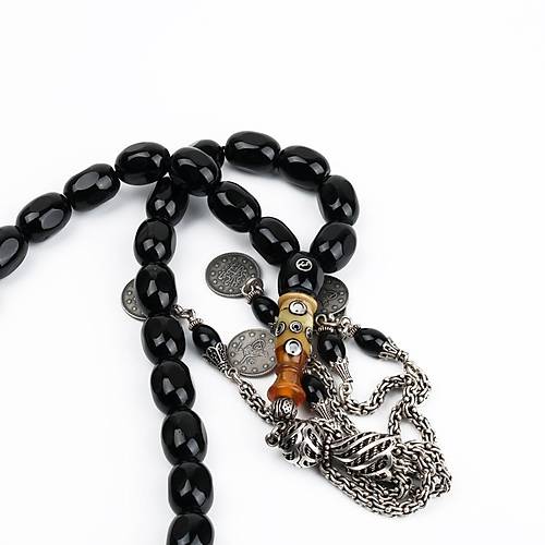 Erzurum Oltu 925Ayar Ar Gm Pskl, zel mame Faset Beyzi Kesim 11.5x15mm Tesbih