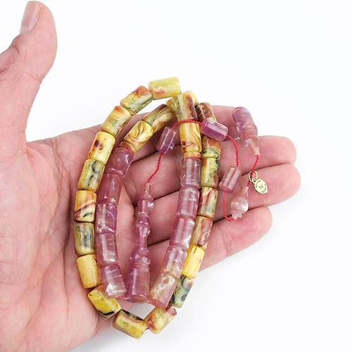 Katalin Dinlenmi� �ift Renk Usta ��i �mzal� Yumu�ak Kesme Kesim 8x13mm Tesbih