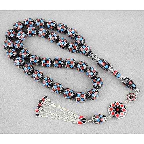 Erzurum Oltu 925Ayar Gm lemeli Nakka mame Gm Pskl Kapsl Kesim 13x15mm Tesbih