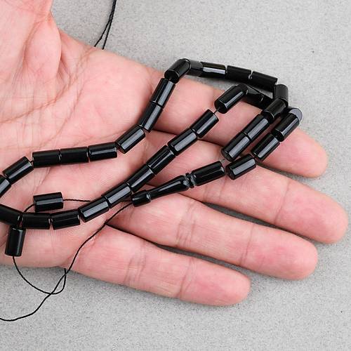 S�kma Kehribar Kesme Kesim 6x10mm Tesbih P�sk�ls�z Siyah